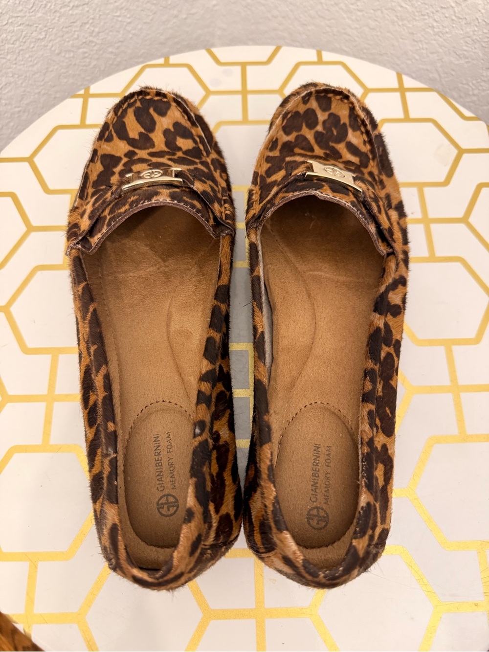 Giani Bernini Leopard Print Loafers with Gold Accent - Picture 2 of 4